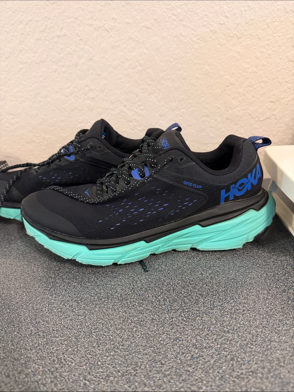 Hoka Black with Teal Accent Running Shoes